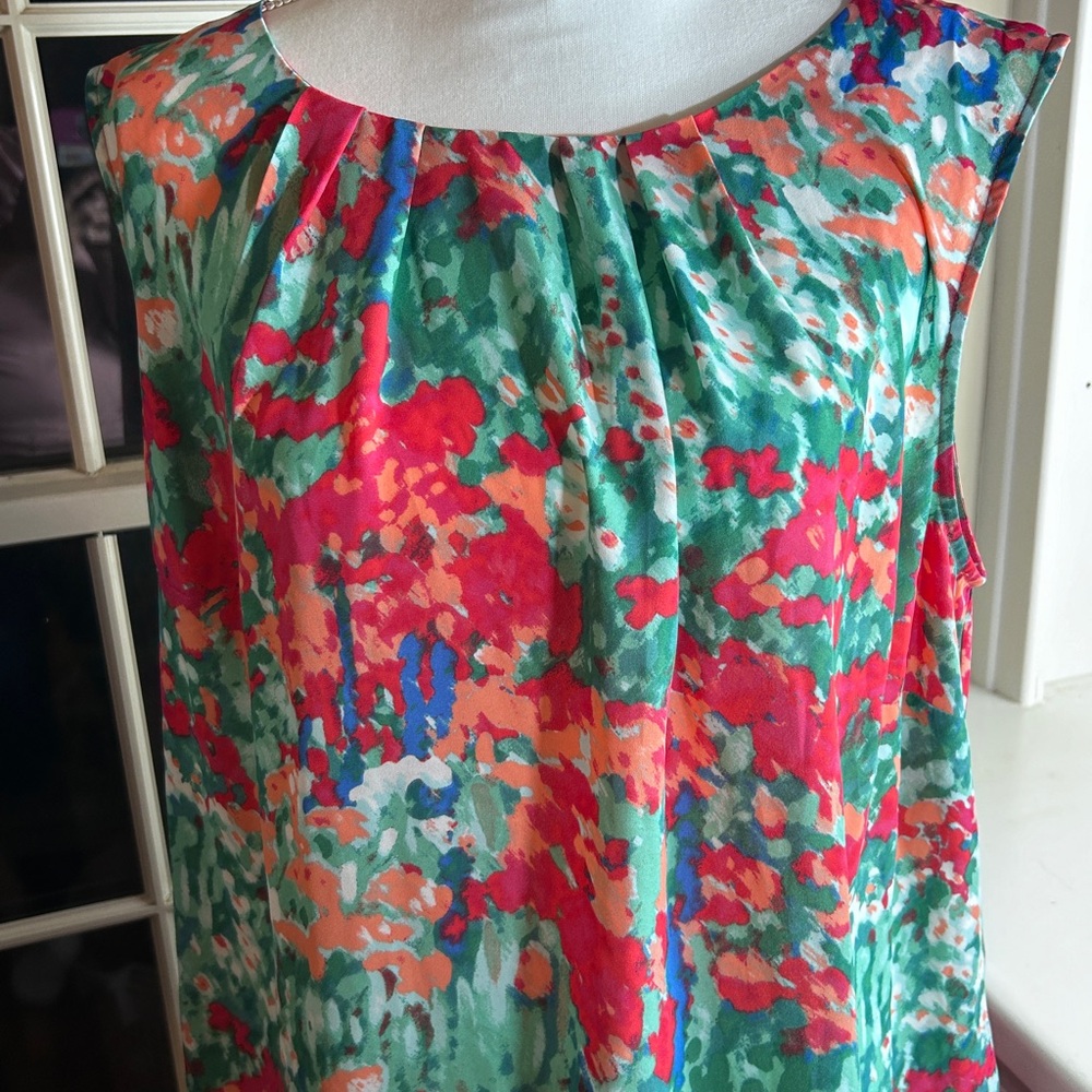 Talbots Women’s Floral Top Colorful Pink Aqua Green Casual Plus size 2X